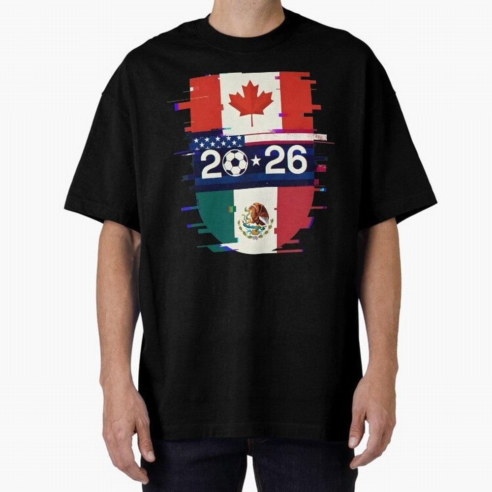 Glitched United 2026 - North America Emblem Cup Classic T-Shirt Bring Retro Soccer Energy to FIFA World Cup 2026 USA Canada Mexico for Fans of Cristiano Ronaldo, Haaland and CR7 and Spain and Netherlands, Bringing Game Day Rituals, Football