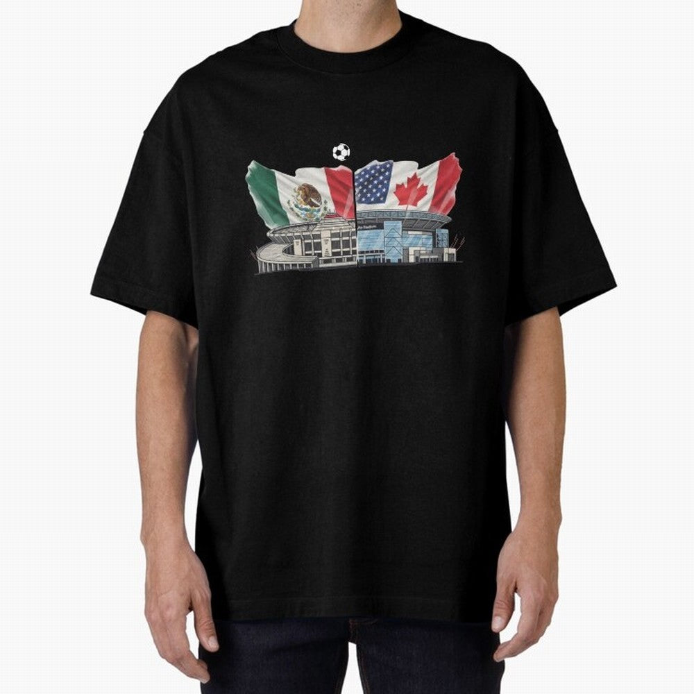 2026 World Cup Opening & Final ¨C Azteca Stadium Mexico & MetLife Stadium USA ¨C Football Design with Mexican, Canadian & US Flags Classic T-Shirt Make Memories around FIFA World Cup 2026 Group Stage Filled with CR7 and Messi, England and Germany