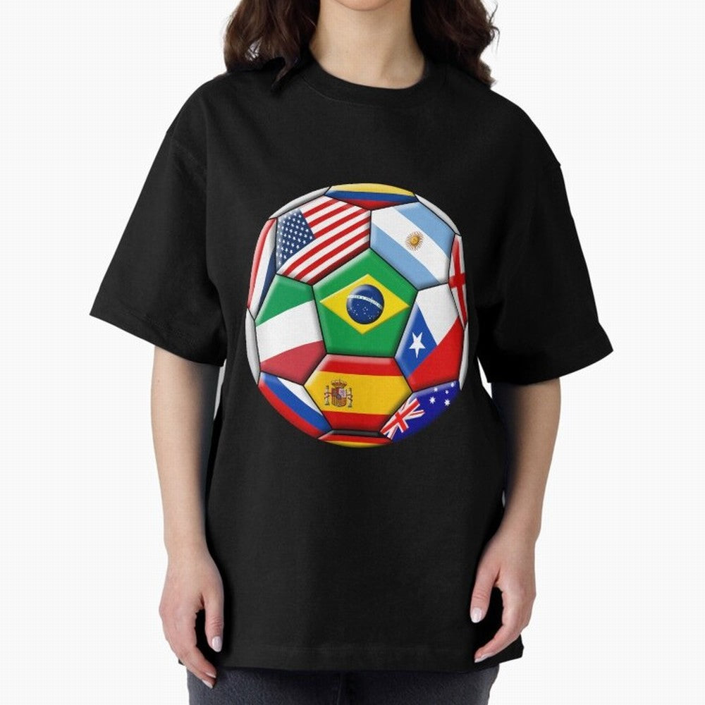 Soccer with various flags Classic T-Shirt Carry the Colors and Pride of the FIFA World Cup 2026 USA Canada Mexico Journey through Mbappe Highlights, Germany Pride, Stadium Chants, National Pride, Trophy Dreams and Unforgettable Football Memories;