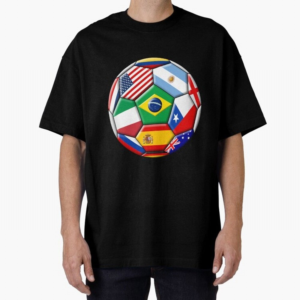 Soccer with various flags Classic T-Shirt Carry the Colors and Pride of the FIFA World Cup 2026 USA Canada Mexico Journey through Mbappe Highlights, Germany Pride, Stadium Chants, National Pride, Trophy Dreams and Unforgettable Football Memories;