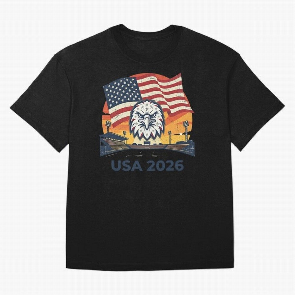 American Eagle 2026 USA World Cup Classic T-Shirt Celebrate Fan Favorites in Match Day Hype around FIFA World Cup 2026, Messi, CR7 and Mbappe, Portugal, Spain and Germany, Worldwide Fan Energy, Dramatic Goals, Stadium Lights and Championship