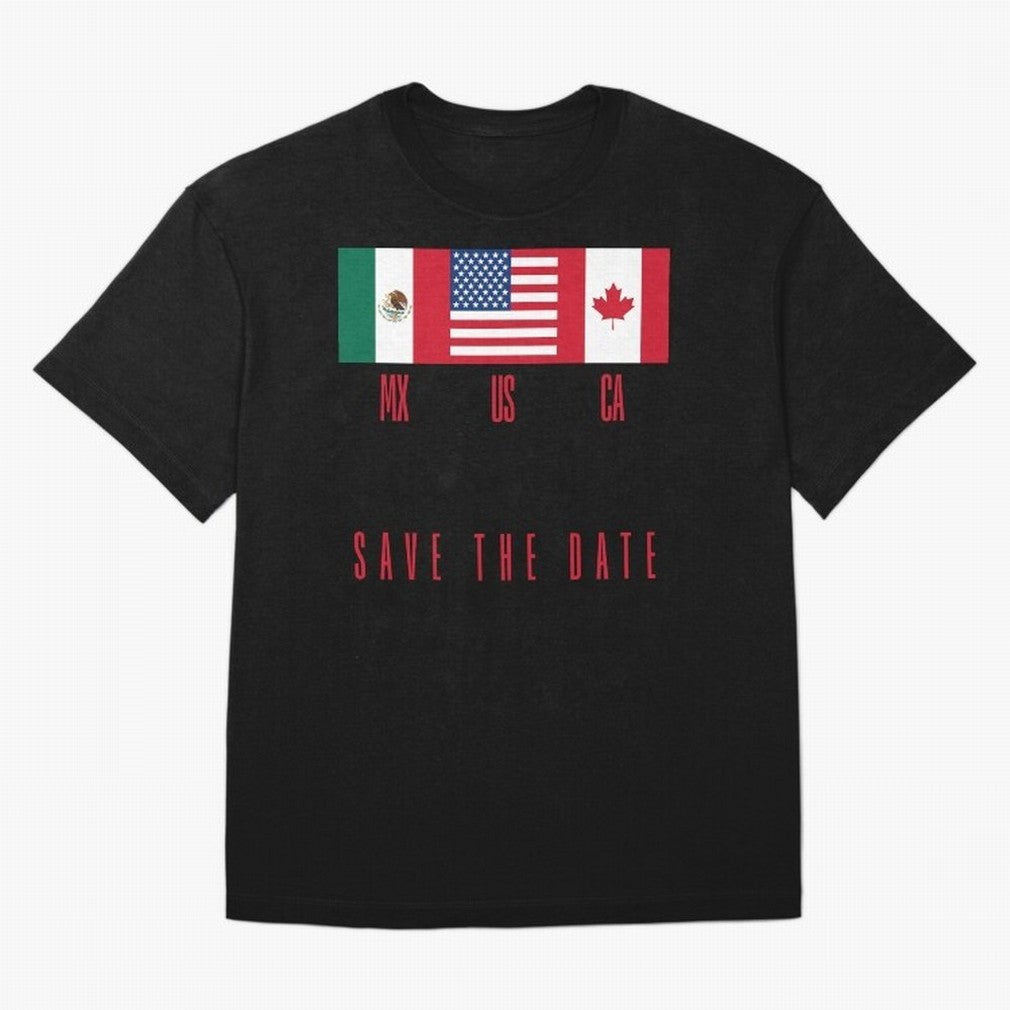 2026 World Cup Opening & Final ¨C Azteca Stadium Mexico & MetLife Stadium USA ¨C Football Design with Mexican, Canadian & US Flags Classic T-Shirt Celebrate Global Passion for FIFA World Cup 2026 USA Canada Mexico for Fans of Haaland and Mbappe and