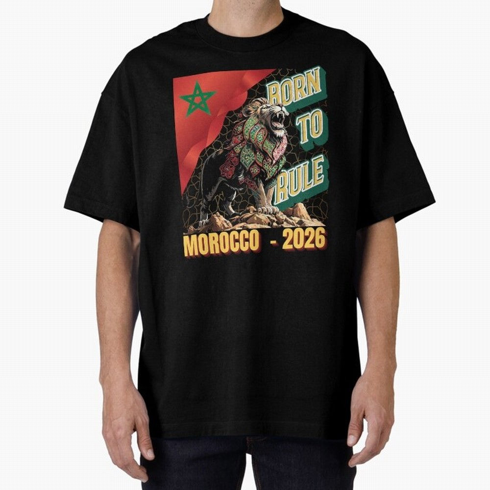 Morocco Football - Born to Rule Classic T-Shirt Follow Every Goal of Global Football Passion for FIFA World Cup 2026 Group Stage, Driven by Messi, Neymar and Mbappe, Argentina, France and Brazil, Vintage Soccer Flavor, Modern Football Stars,