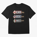 CAN USA MEx 2026 Flags, Canada USA Mexico Soccer Tournament Classic T-Shirt Back Your Heroes with Match Day Hype around FIFA World Cup 2026 USA Canada Mexico, Mbappe, Brazil, Portugal and Argentina, Match Day Excitement, Supporter Culture, Golden
