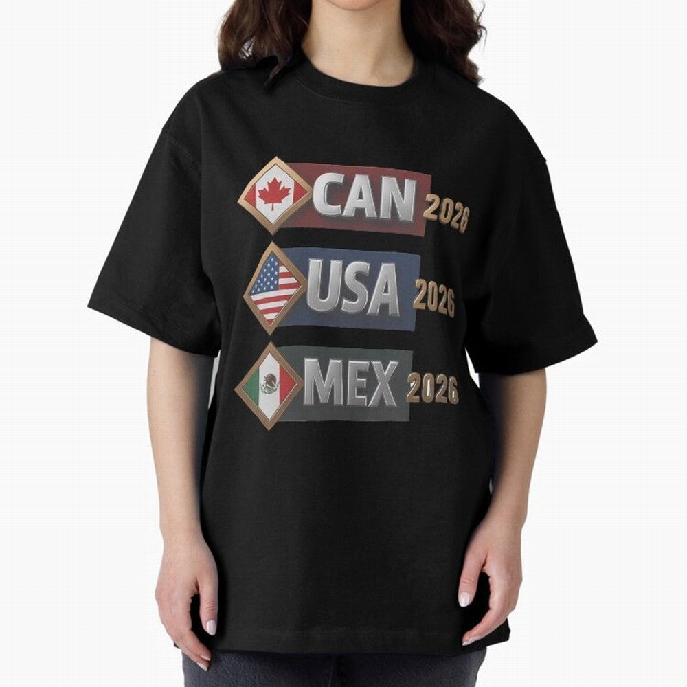 CAN USA MEx 2026 Flags, Canada USA Mexico Soccer Tournament Classic T-Shirt Back Your Heroes with Match Day Hype around FIFA World Cup 2026 USA Canada Mexico, Mbappe, Brazil, Portugal and Argentina, Match Day Excitement, Supporter Culture, Golden