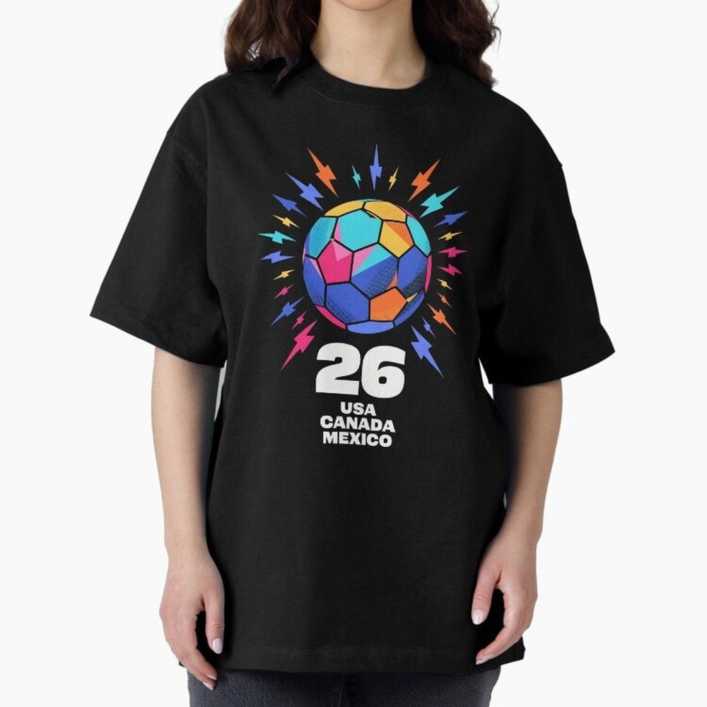 2026 Colorful Soccer Ball USA Canada Mexico 26 Classic T-Shirt Show Your Tournament Heart for the FIFA World Cup 2026 Journey through Messi, Neymar and Mbappe Highlights, Argentina Pride, Championship Spirit, Famous Goals, Roaring Crowds and