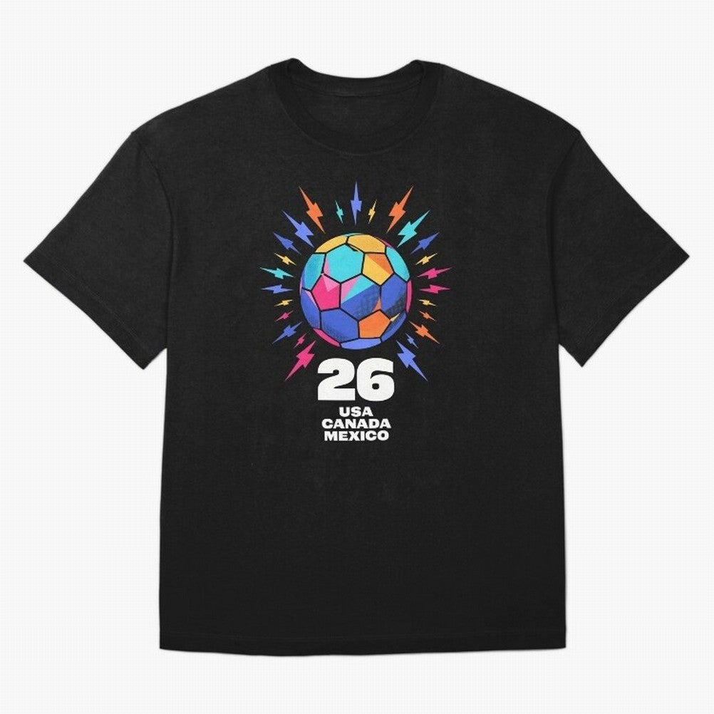 2026 Colorful Soccer Ball USA Canada Mexico 26 Classic T-Shirt Show Your Tournament Heart for the FIFA World Cup 2026 Journey through Messi, Neymar and Mbappe Highlights, Argentina Pride, Championship Spirit, Famous Goals, Roaring Crowds and