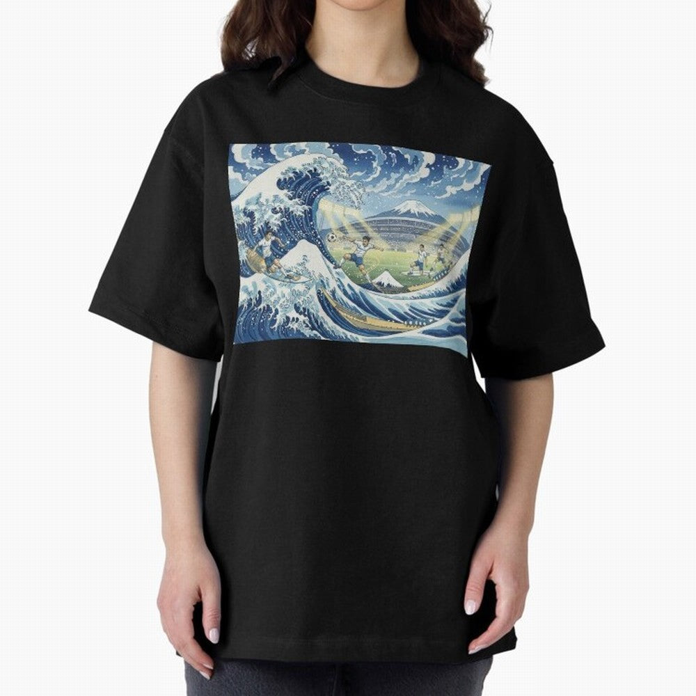 Soccer Players in Hokusai Waves Japan Classic T-Shirt Celebrate the Biggest Stage of FIFA World Cup 2026 USA Canada Mexico Spirit, Filled with Brazil, Cristiano Ronaldo, Haaland and CR7, Football History, Final Match Energy, Crowd Noise and Once in