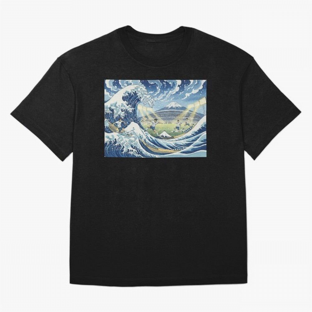 Soccer Players in Hokusai Waves Japan Classic T-Shirt Celebrate the Biggest Stage of FIFA World Cup 2026 USA Canada Mexico Spirit, Filled with Brazil, Cristiano Ronaldo, Haaland and CR7, Football History, Final Match Energy, Crowd Noise and Once in