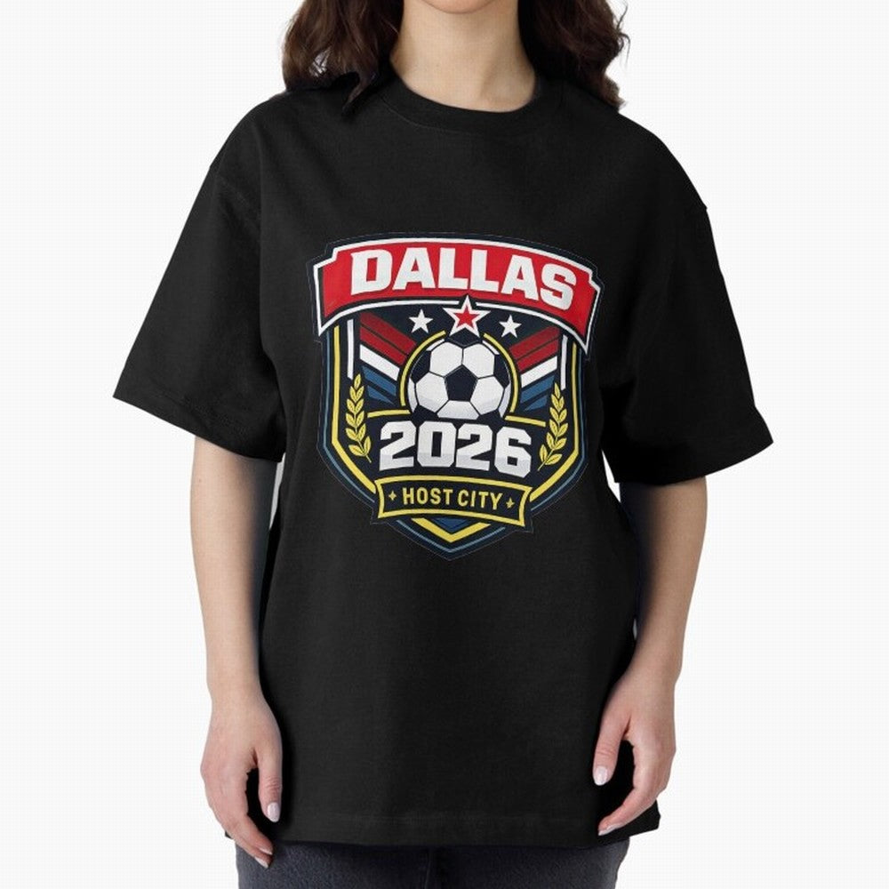 Dallas 2026 Host City Emblem with Laurel Classic T-Shirt Bring Legendary Rivalry Energy to FIFA World Cup 2026 Centered on Haaland and Mbappe, Argentina and Brazil Energy, Stadium Memories, Football Loyalty, International Chants and Championship