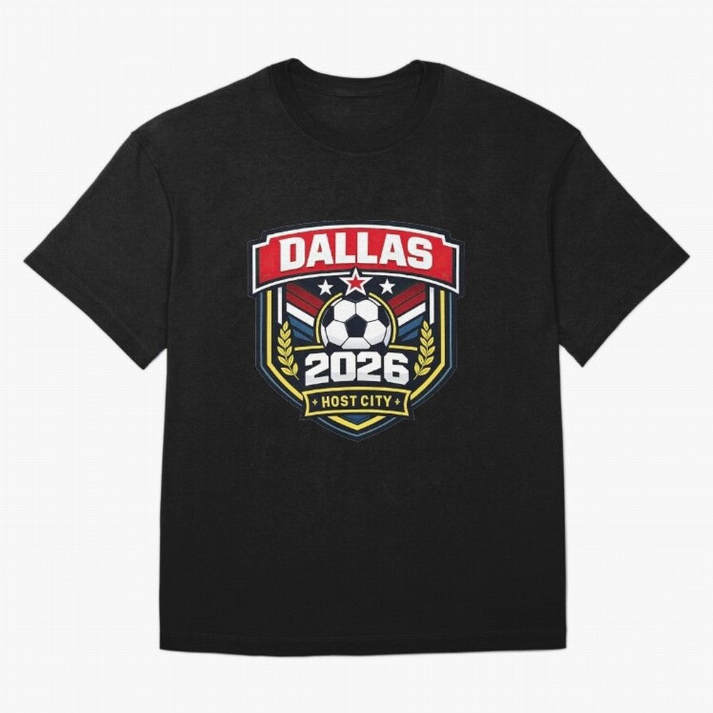 Dallas 2026 Host City Emblem with Laurel Classic T-Shirt Bring Legendary Rivalry Energy to FIFA World Cup 2026 Centered on Haaland and Mbappe, Argentina and Brazil Energy, Stadium Memories, Football Loyalty, International Chants and Championship