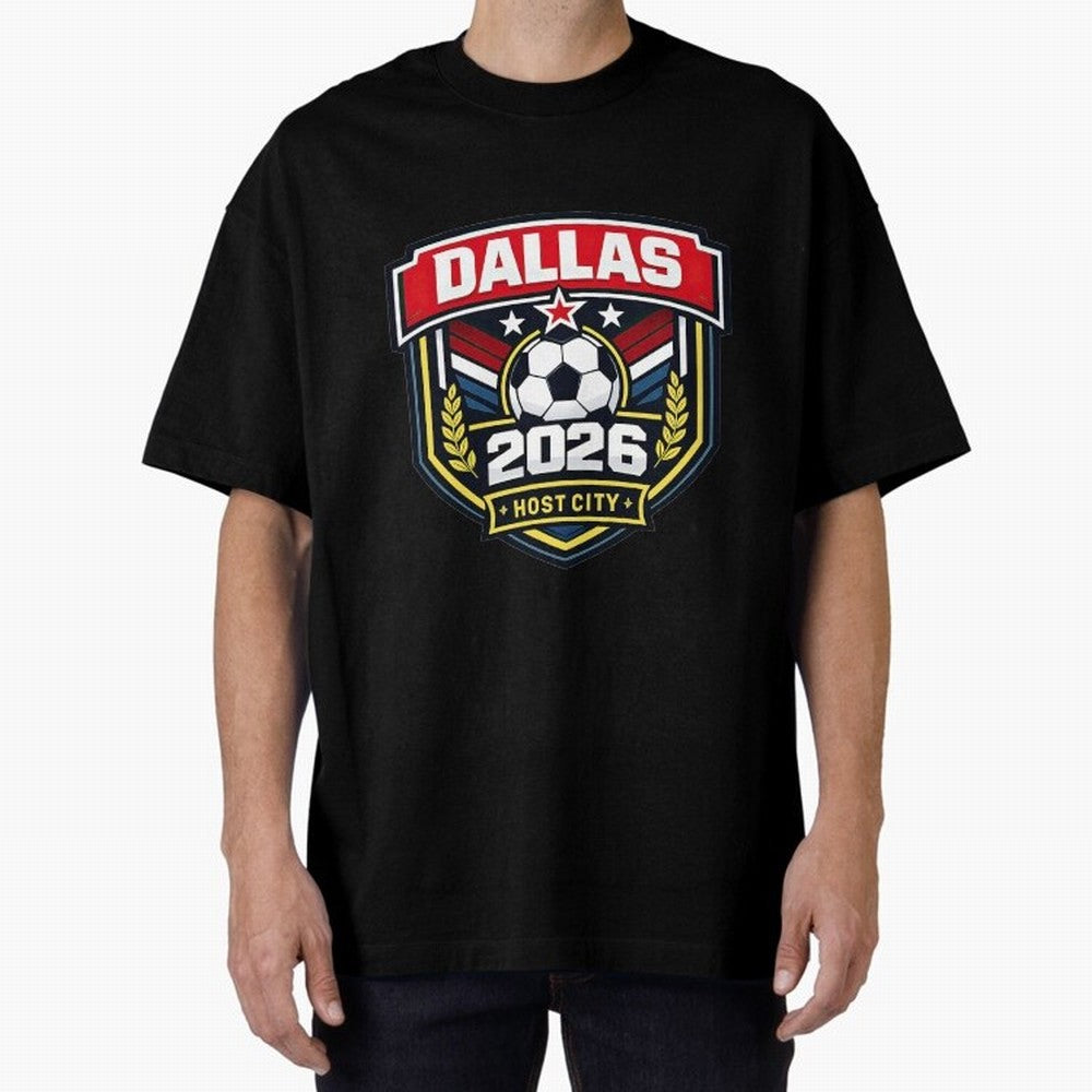 Dallas 2026 Host City Emblem with Laurel Classic T-Shirt Bring Legendary Rivalry Energy to FIFA World Cup 2026 Centered on Haaland and Mbappe, Argentina and Brazil Energy, Stadium Memories, Football Loyalty, International Chants and Championship