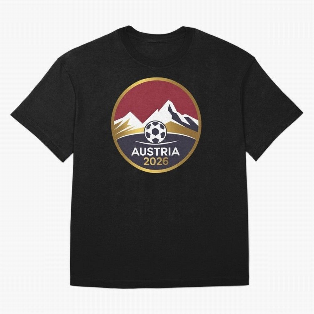 Austria 2026 Classic T-Shirt Follow FIFA World Cup 2026 USA Canada Mexico Spirit, with Portugal, CR7, Sports Nostalgia, International Competition, Famous Players and Unforgettable Victories; Perfect for People Who Love Argentina, Brazil, France,