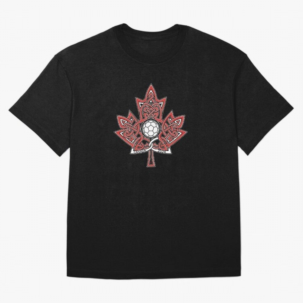 Interwoven Maple Leaf Canada Soccer 2026 T-Shirt_83135197 Classic T-Shirt Make Your Look Match the FIFA World Cup 2026 USA Canada Mexico Journey through CR7 and Messi Highlights, Portugal, Spain and Germany Pride, Football Festival Excitement,