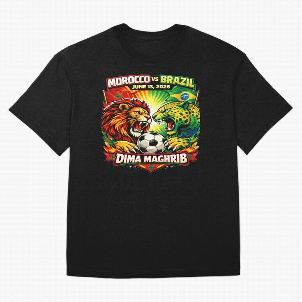 World Cup 2026, Dima Maghrib, June 13, 2026, We Are Morocco, Go Morocco, Morocco vs Brazil, Morocco World Cup 2026, World Morocco, Maghrib Classic T-Shirt Make Your Look Match FIFA World Cup 2026 Filled with Messi, Neymar and Mbappe, England,
