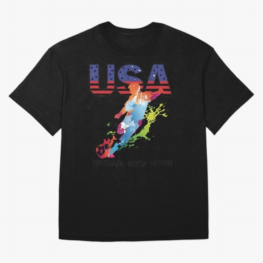 USA CAN MEX 26 Football Shirt | Color Splash International Fan Tee Classic T-Shirt Celebrate Global Passion for FIFA World Cup 2026 USA Canada Mexico for Fans of Mbappe and Neymar and Portugal, Bringing Football Festival Excitement, Trophy