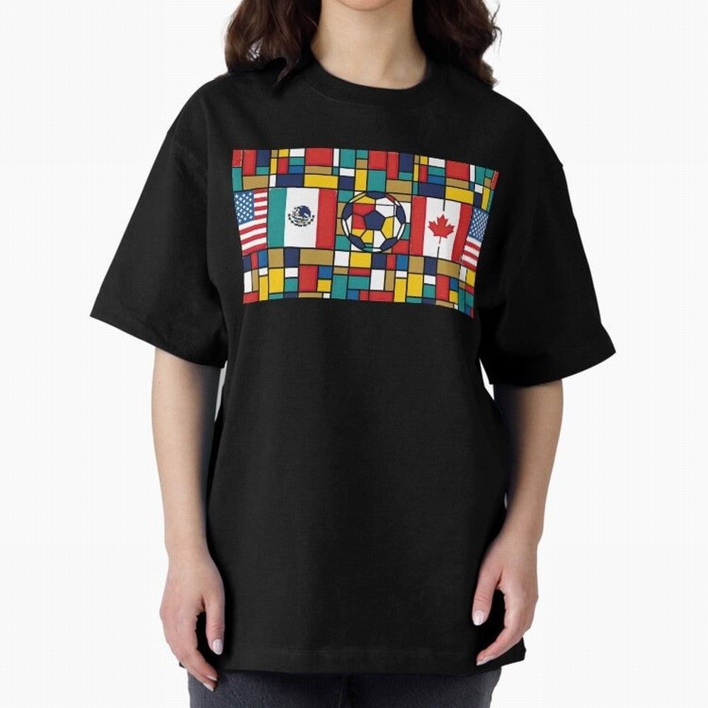 Spectacular World Cup Stadiums | Soccer Flags Mexico Canada USA Geometry Classic T-Shirt Celebrate Football Dreams Across Global Football Passion for FIFA World Cup 2026, Connected to Cristiano Ronaldo, Haaland and CR7, France and Portugal, Stadium
