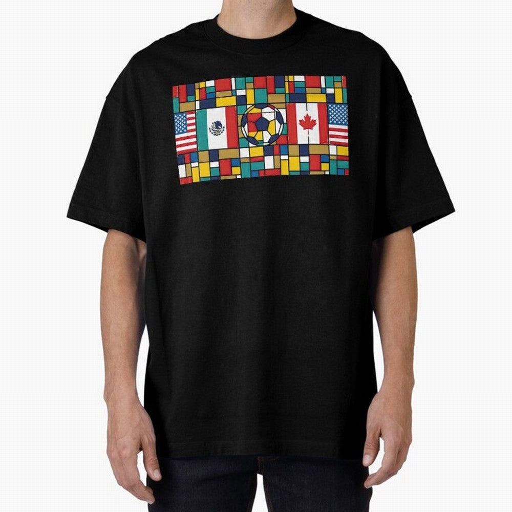 Spectacular World Cup Stadiums | Soccer Flags Mexico Canada USA Geometry Classic T-Shirt Celebrate Football Dreams Across Global Football Passion for FIFA World Cup 2026, Connected to Cristiano Ronaldo, Haaland and CR7, France and Portugal, Stadium