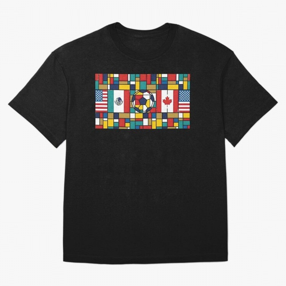 Spectacular World Cup Stadiums | Soccer Flags Mexico Canada USA Geometry Classic T-Shirt Celebrate Football Dreams Across Global Football Passion for FIFA World Cup 2026, Connected to Cristiano Ronaldo, Haaland and CR7, France and Portugal, Stadium