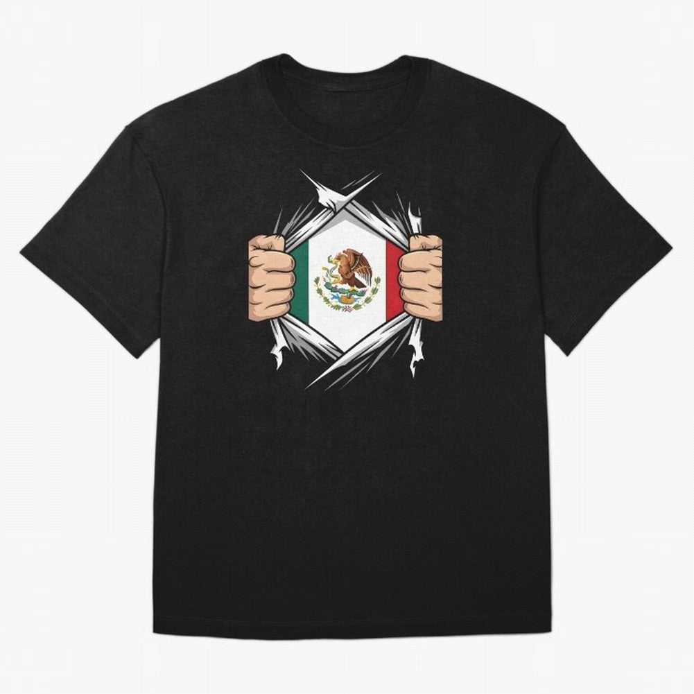 Mexico Flag Ripped Shirt Football Fan Classic T-Shirt Share the Excitement of Global Football Passion for FIFA World Cup 2026, Celebrating Neymar, Spain, Vintage Soccer Flavor, Modern Football Stars, National Flags and Final Night Emotion; Ideal