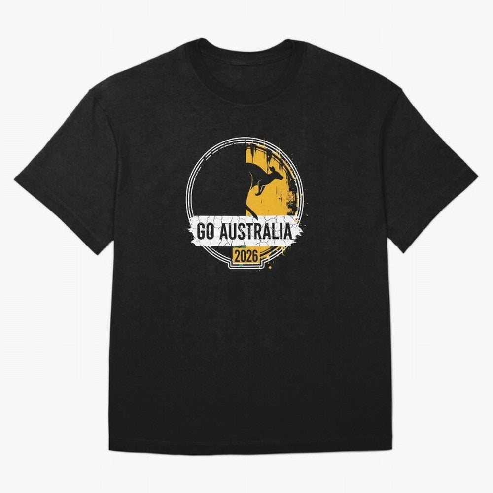 Golden Green Kangaroo Emblem Go Australia 2026 Supporter Design T-Shirt_83662099 Classic T-Shirt Build FIFA World Cup 2026 USA Canada Mexico Spirit, Inspired by Argentina and Brazil, Haaland and Mbappe, Football History, Final Match Energy, Crowd
