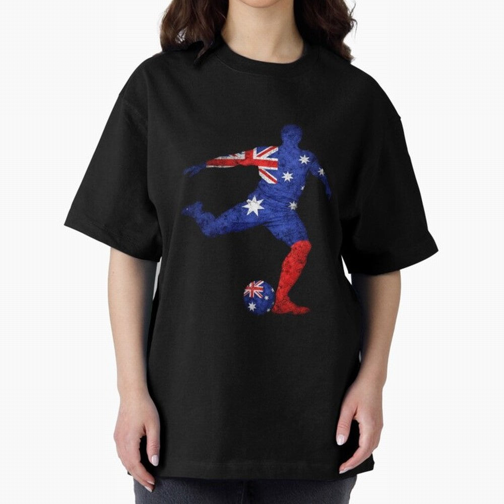 Australian Flag Silhouette Soccer World Cup Football Classic T-Shirt Join the Countdown to FIFA World Cup 2026 Driven by Cristiano Ronaldo, Spain and Netherlands Energy, Champion Mindset, Group Stage Buzz, Knockout Tension and Passionate Fan