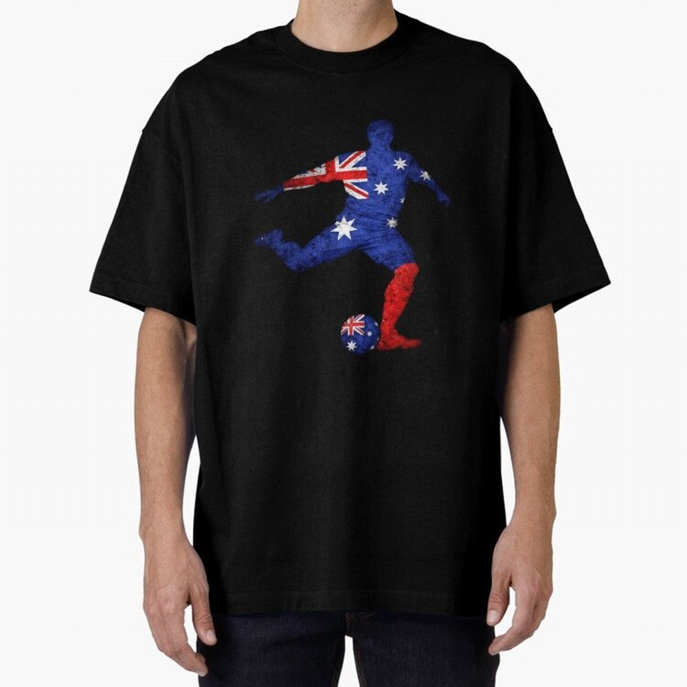 Australian Flag Silhouette Soccer World Cup Football Classic T-Shirt Join the Countdown to FIFA World Cup 2026 Driven by Cristiano Ronaldo, Spain and Netherlands Energy, Champion Mindset, Group Stage Buzz, Knockout Tension and Passionate Fan