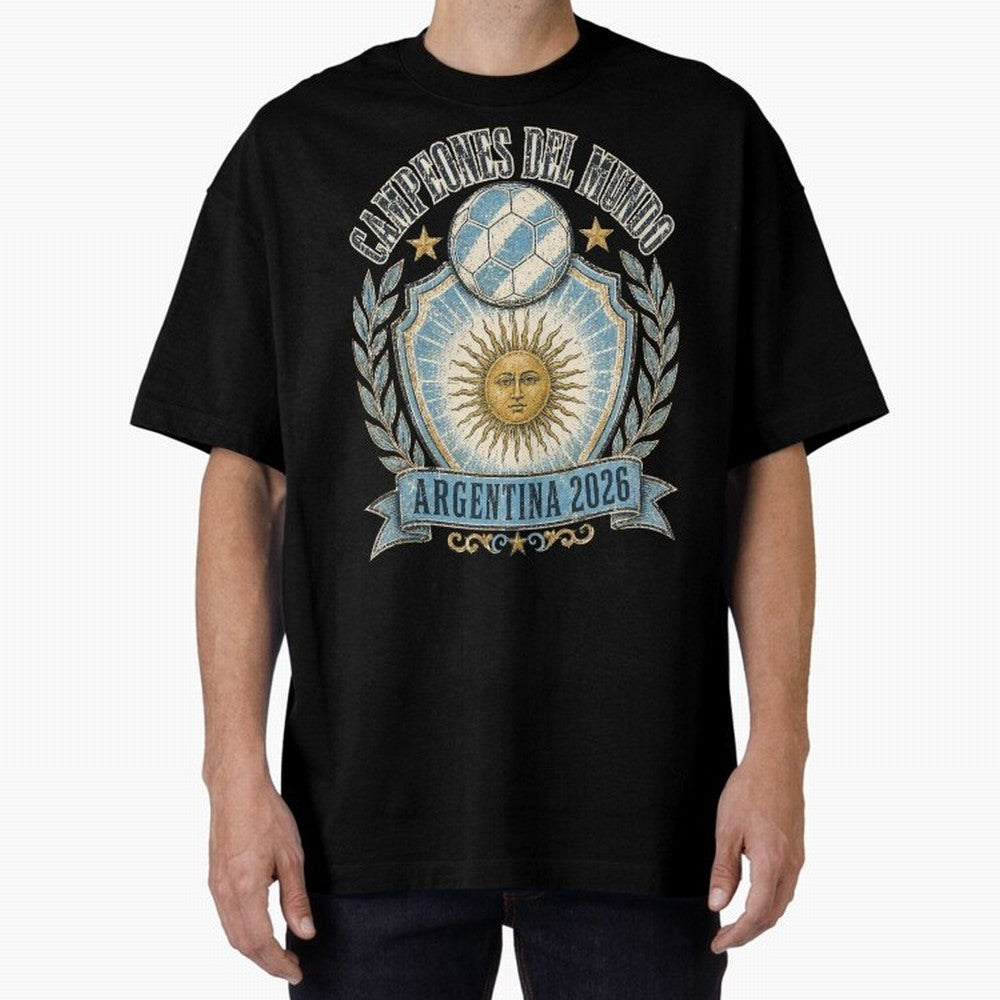 Campeones Del Mundo Argentina 2026 World Cup Soccer T-Shirt Classic T-Shirt Bring Trophy Dreams to FIFA World Cup 2026 Group Stage Spirit, Centered on Brazil, Portugal and Argentina, Haaland, Vintage Soccer Flavor, Modern Football Stars, National