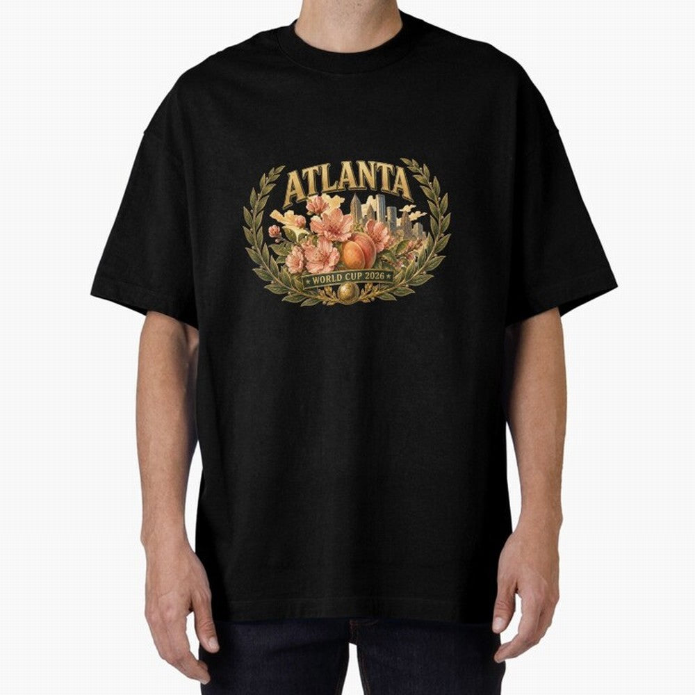 Elegant and Floral Atlanta 2026 World Cup Host City ¡ª Georgia Peach Laurel Wreath Classic T-Shirt Make Every Match About FIFA World Cup 2026 Group Stage for Fans of Messi, CR7 and Mbappe and Netherlands, Bringing Stadium Chants, National Pride,