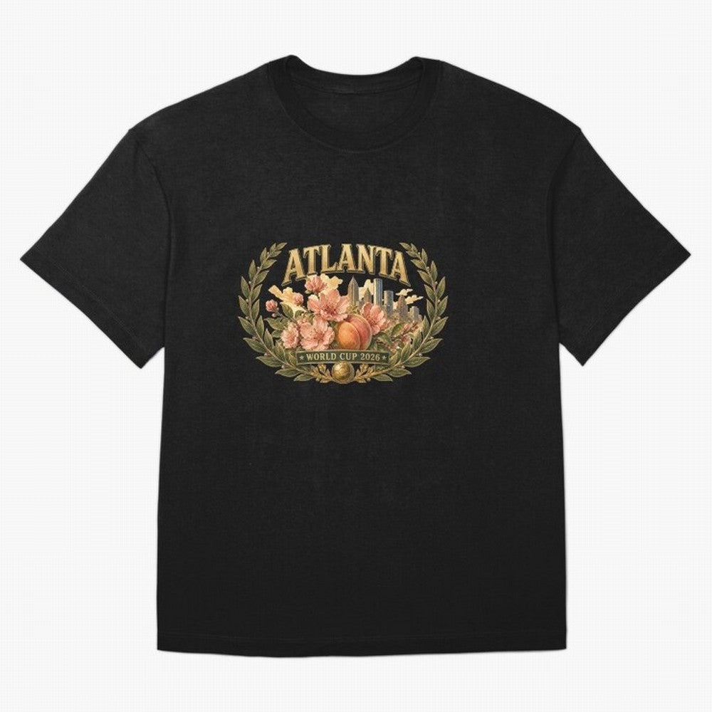 Elegant and Floral Atlanta 2026 World Cup Host City ¡ª Georgia Peach Laurel Wreath Classic T-Shirt Make Every Match About FIFA World Cup 2026 Group Stage for Fans of Messi, CR7 and Mbappe and Netherlands, Bringing Stadium Chants, National Pride,