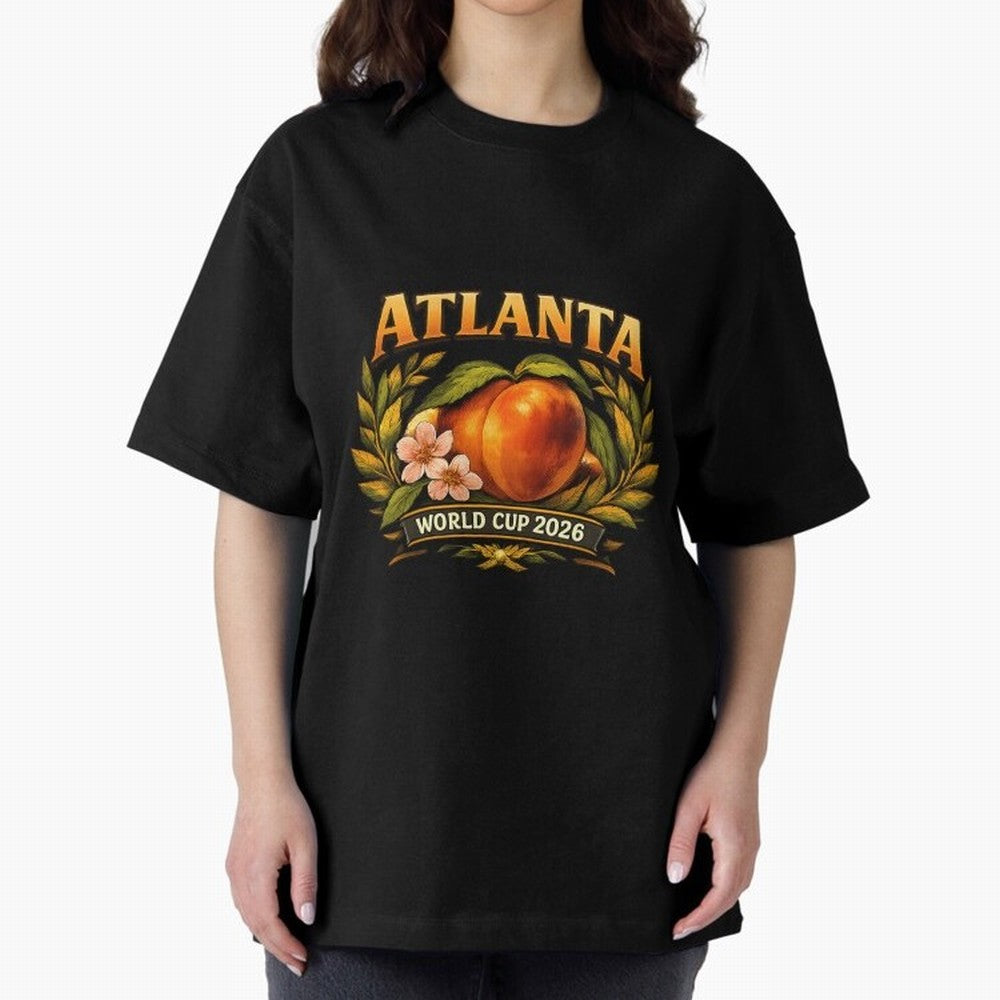 Atlanta 2026 World Cup Host City ¡ª Georgia Peach Laurel Wreath Classic T-Shirt Show Up for the Glory of FIFA World Cup 2026 USA Canada Mexico Spirit, with Brazil, Portugal and Argentina, Haaland and Mbappe, Vintage Soccer Flavor, Modern Football