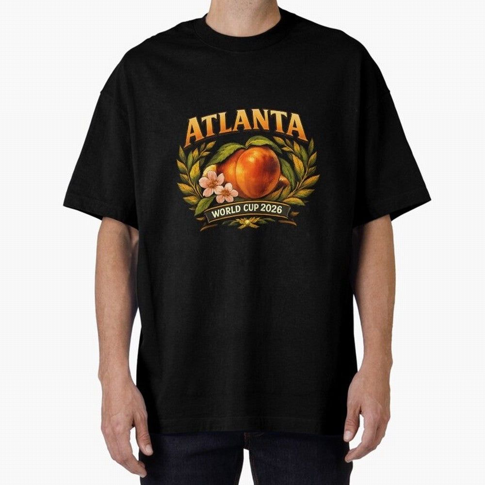 Atlanta 2026 World Cup Host City ¡ª Georgia Peach Laurel Wreath Classic T-Shirt Show Up for the Glory of FIFA World Cup 2026 USA Canada Mexico Spirit, with Brazil, Portugal and Argentina, Haaland and Mbappe, Vintage Soccer Flavor, Modern Football