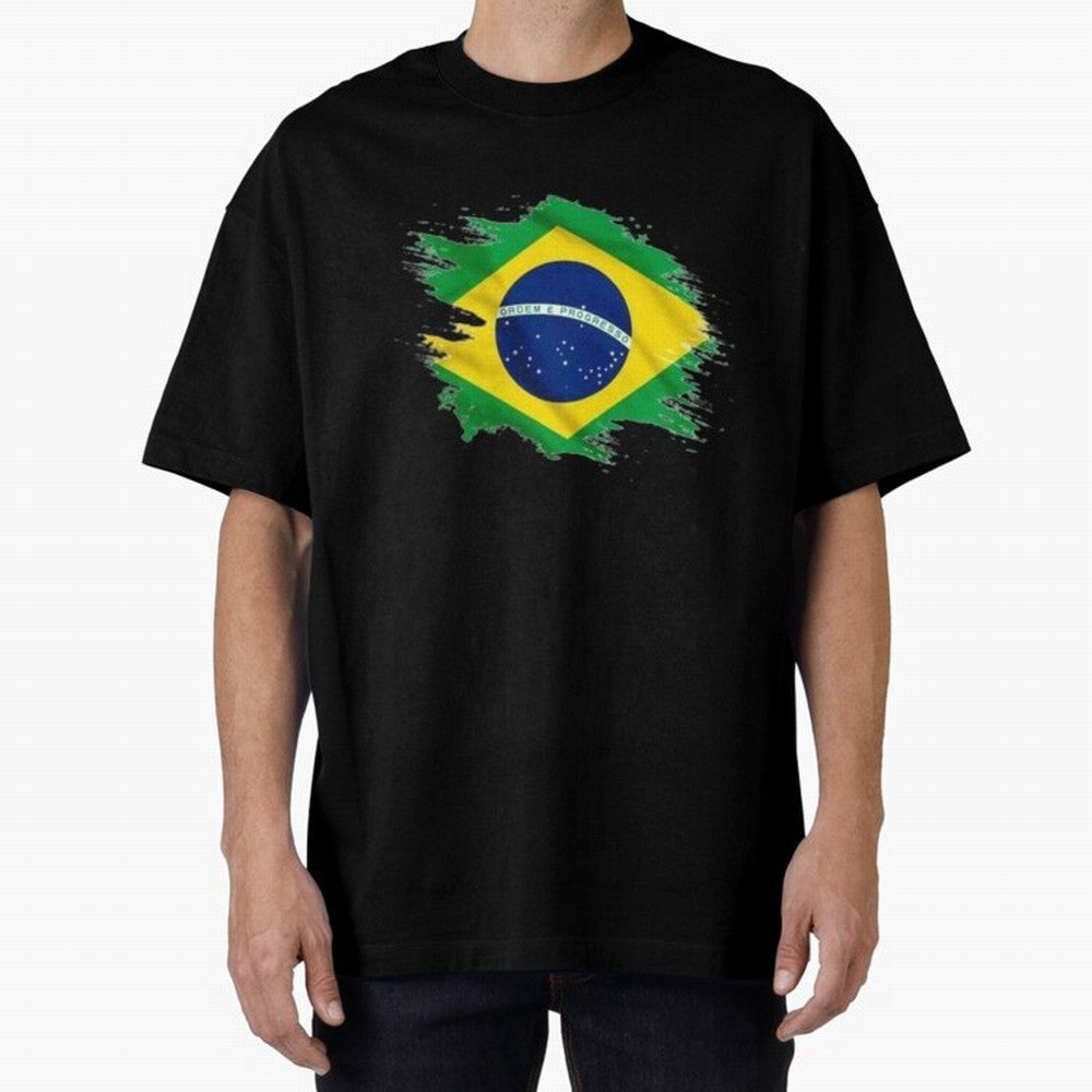 Brazil Flag Artistic Brush Stroke - Modern Flag Design T-Shirt Classic T-Shirt Carry the Dream of FIFA World Cup 2026 USA Canada Mexico for Fans of Messi, CR7 and Mbappe and Spain and Netherlands, Bringing Soccer Culture, Superstar Moments,