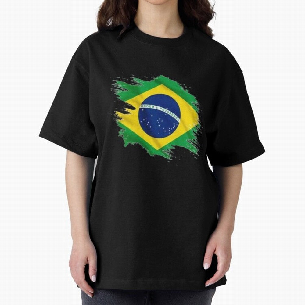 Brazil Flag Artistic Brush Stroke - Modern Flag Design T-Shirt Classic T-Shirt Carry the Dream of FIFA World Cup 2026 USA Canada Mexico for Fans of Messi, CR7 and Mbappe and Spain and Netherlands, Bringing Soccer Culture, Superstar Moments,