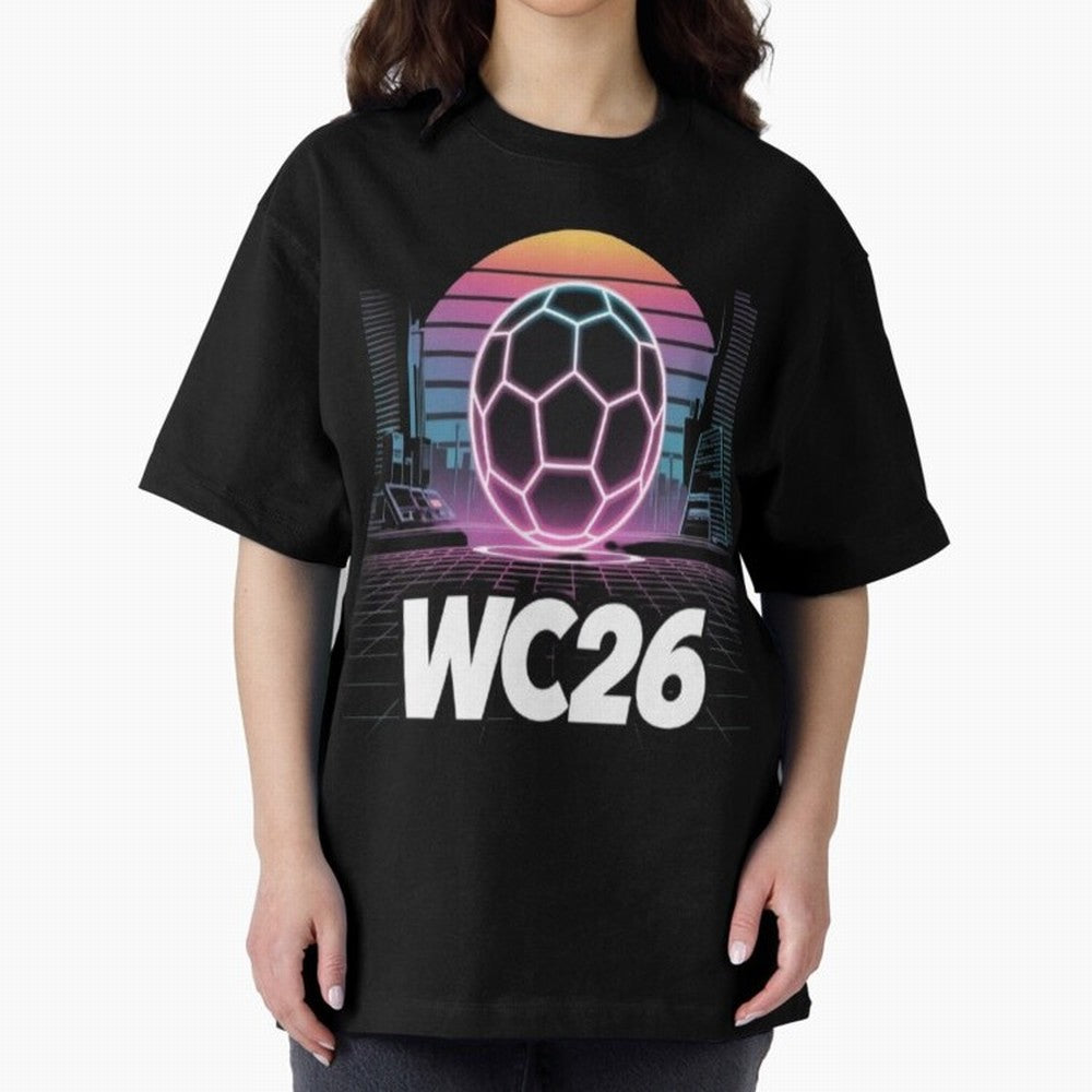 Retrofuturistic World Cup 2026 ¡ª Retro Sci-Fi Football Poster Classic T-Shirt Make Memories around the FIFA World Cup 2026 Group Stage Journey through Messi, Neymar and Mbappe Highlights, England Pride, Stadium Chants, National Pride, Trophy