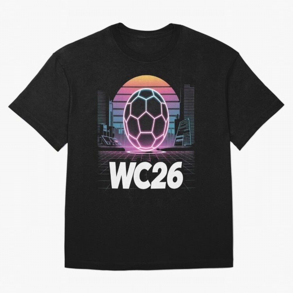 Retrofuturistic World Cup 2026 ¡ª Retro Sci-Fi Football Poster Classic T-Shirt Make Memories around the FIFA World Cup 2026 Group Stage Journey through Messi, Neymar and Mbappe Highlights, England Pride, Stadium Chants, National Pride, Trophy