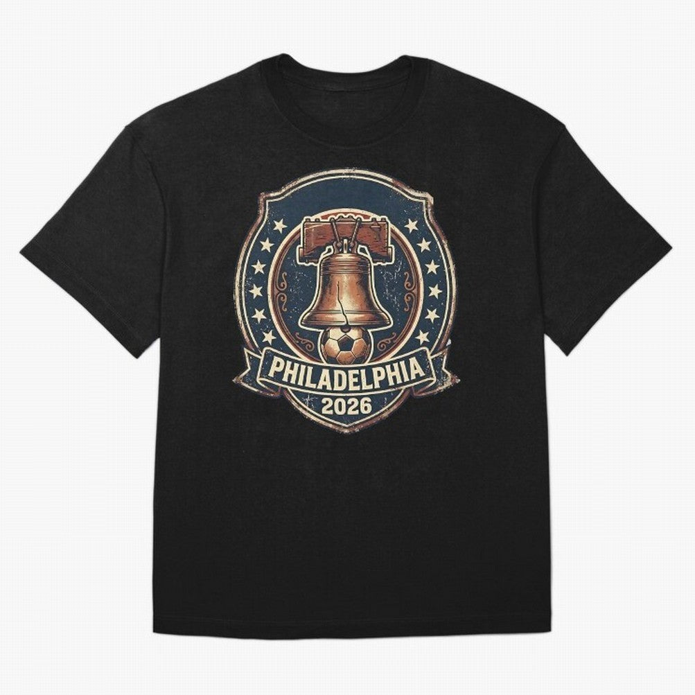 Philadelphia 2026 World Cup Host City Vintage Football Badge ¡ª Liberty Bell Soccer Crest Classic T-Shirt Join Supporters Worldwide for FIFA World Cup 2026 Celebrating Messi, Netherlands Energy, Football History, Final Match Energy, Crowd Noise and