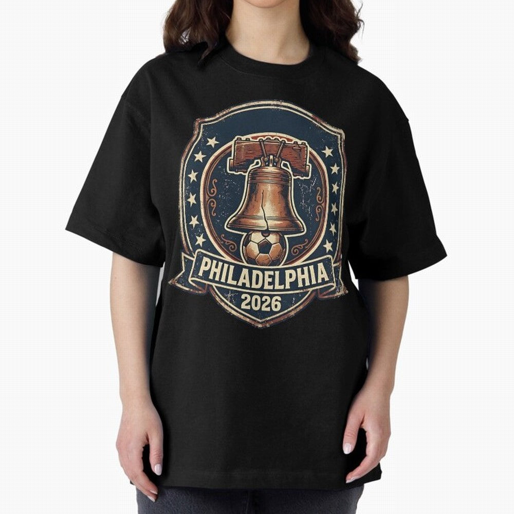 Philadelphia 2026 World Cup Host City Vintage Football Badge ¡ª Liberty Bell Soccer Crest Classic T-Shirt Join Supporters Worldwide for FIFA World Cup 2026 Celebrating Messi, Netherlands Energy, Football History, Final Match Energy, Crowd Noise and