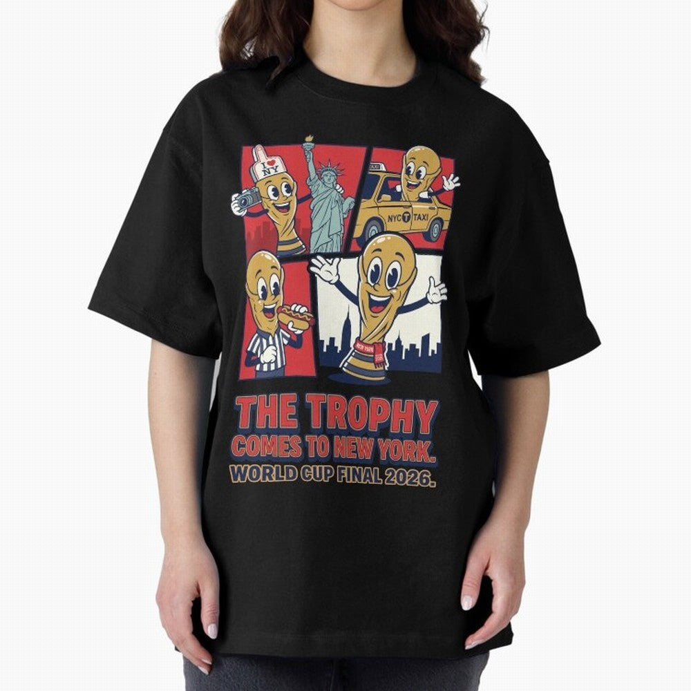 The Trophy Comes to New York ¡ª World Cup Final V1 Classic T-Shirt Enjoy FIFA World Cup 2026 USA Canada Mexico Featuring CR7 and Messi, England, France and Netherlands Energy, Match Day Excitement, Supporter Culture, Golden Goals and Global
