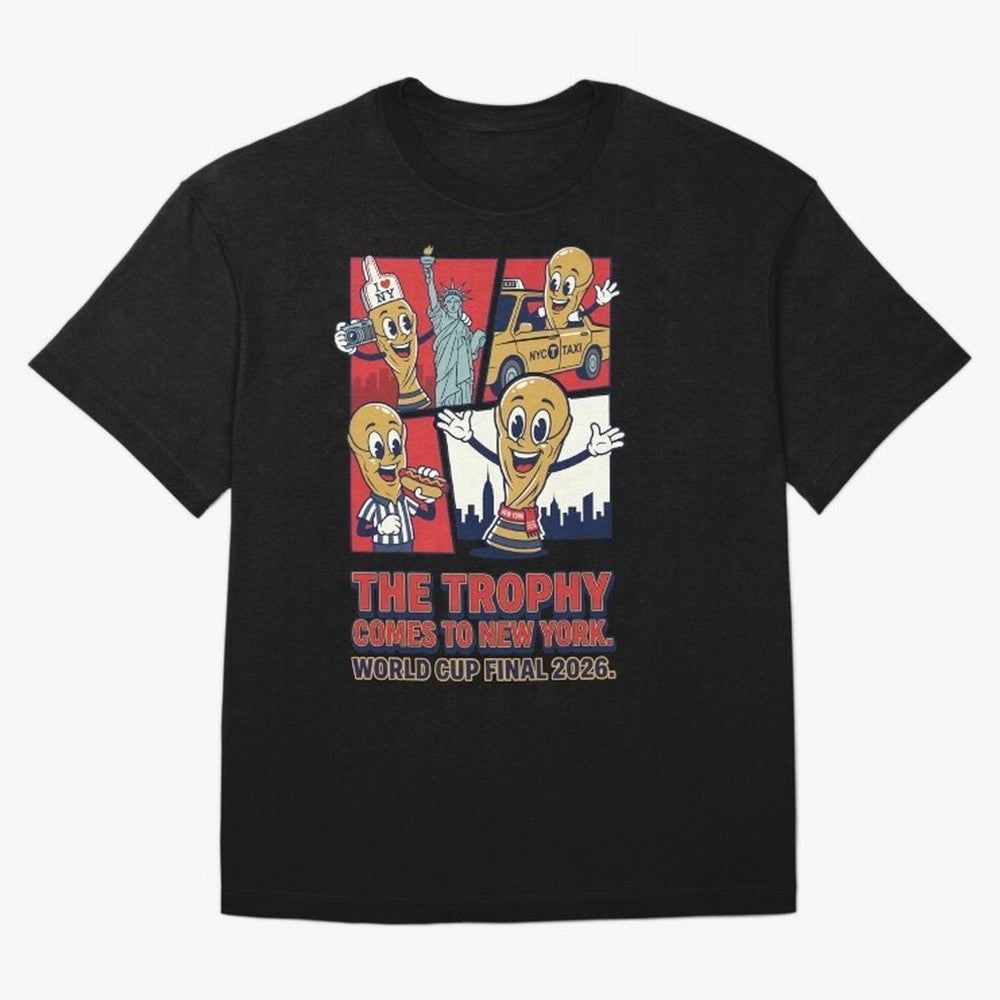The Trophy Comes to New York ¡ª World Cup Final V1 Classic T-Shirt Enjoy FIFA World Cup 2026 USA Canada Mexico Featuring CR7 and Messi, England, France and Netherlands Energy, Match Day Excitement, Supporter Culture, Golden Goals and Global