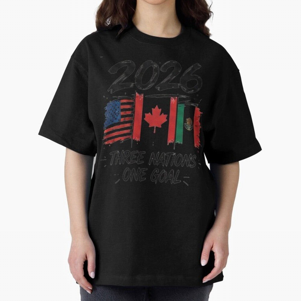 2026 Three Nations One Goal Football Tee Classic T-Shirt Enjoy FIFA World Cup 2026 Group Stage Driven by Messi, Neymar and Mbappe, France Energy, Classic Soccer Heritage, Championship Pressure, Fan Loyalty and International Pride; Perfect for