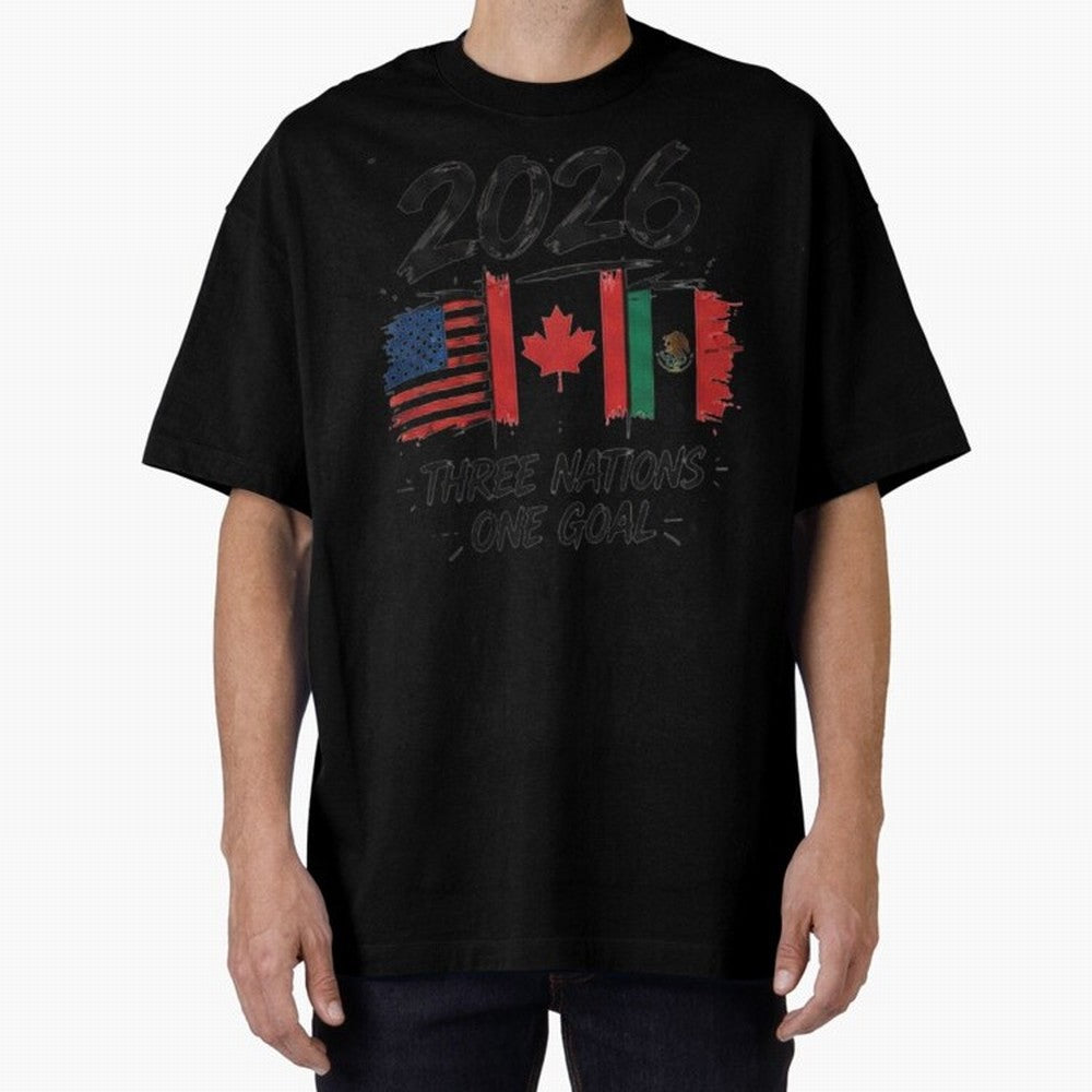2026 Three Nations One Goal Football Tee Classic T-Shirt Enjoy FIFA World Cup 2026 Group Stage Driven by Messi, Neymar and Mbappe, France Energy, Classic Soccer Heritage, Championship Pressure, Fan Loyalty and International Pride; Perfect for