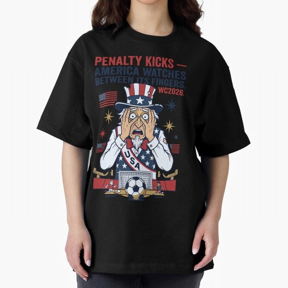 Penalty Kicks ¡ª America Watches Between Its Fingers V1 Classic T-Shirt Bring International Match Energy to Global Football Passion for FIFA World Cup 2026, Celebrating Neymar, Haaland and Cristiano Ronaldo, Netherlands, Supporter Pride, Iconic