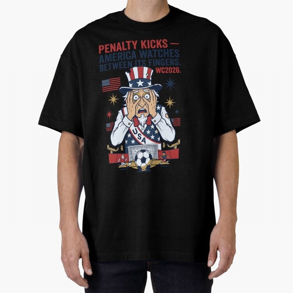 Penalty Kicks ¡ª America Watches Between Its Fingers V1 Classic T-Shirt Bring International Match Energy to Global Football Passion for FIFA World Cup 2026, Celebrating Neymar, Haaland and Cristiano Ronaldo, Netherlands, Supporter Pride, Iconic