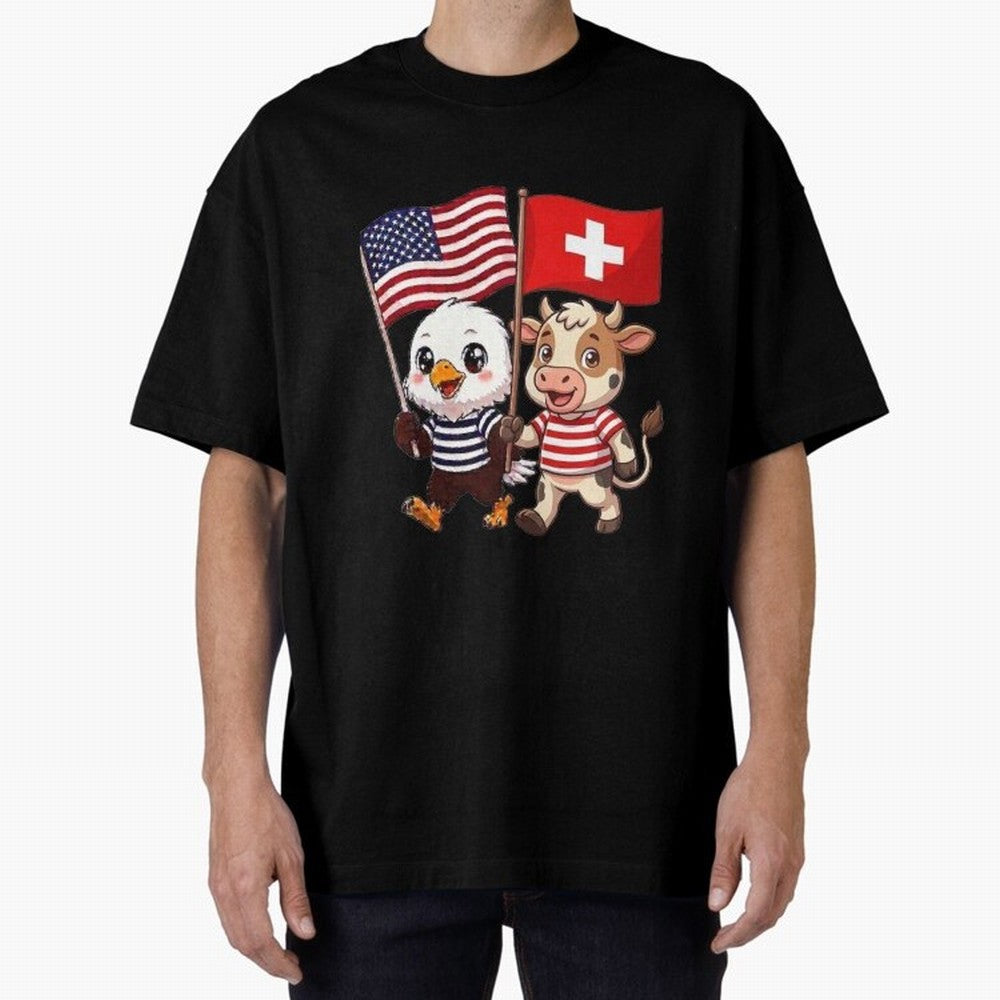 The American eagle and its friend, the Swiss calf Classic T-Shirt Make Game Day About FIFA World Cup 2026 Group Stage for Fans of Neymar, Haaland and Cristiano Ronaldo and Germany, Bringing Global Supporter Spirit, Legendary Goals, National Colors