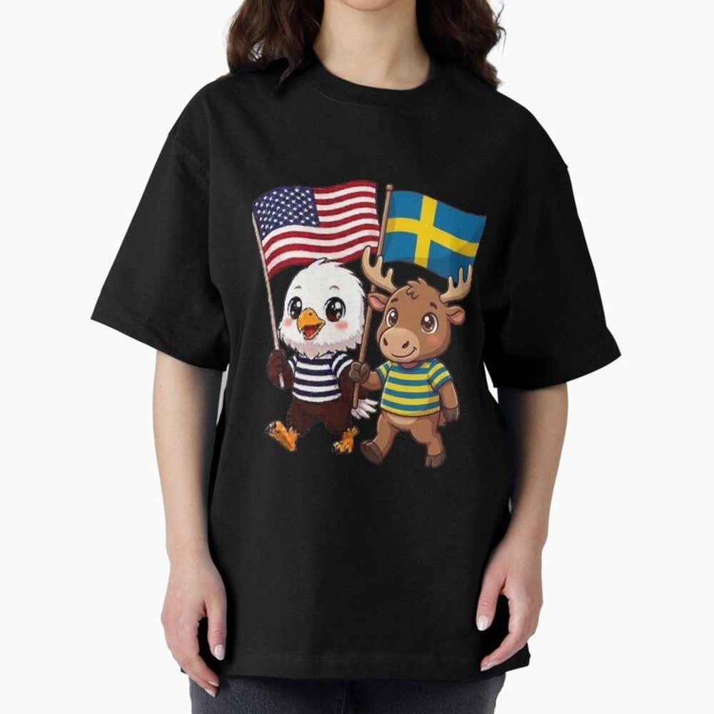 The American eagle and its friend, the Swedish elk Classic T-Shirt Refresh Global Football Passion for FIFA World Cup 2026 USA Canada Mexico, Made for Messi, CR7 and Mbappe, Brazil, Champion Mindset, Group Stage Buzz, Knockout Tension and