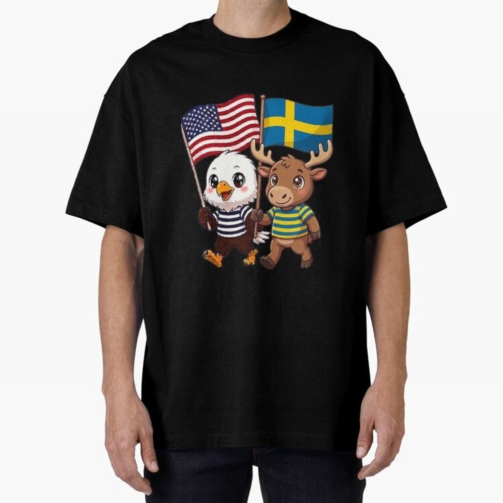 The American eagle and its friend, the Swedish elk Classic T-Shirt Refresh Global Football Passion for FIFA World Cup 2026 USA Canada Mexico, Made for Messi, CR7 and Mbappe, Brazil, Champion Mindset, Group Stage Buzz, Knockout Tension and