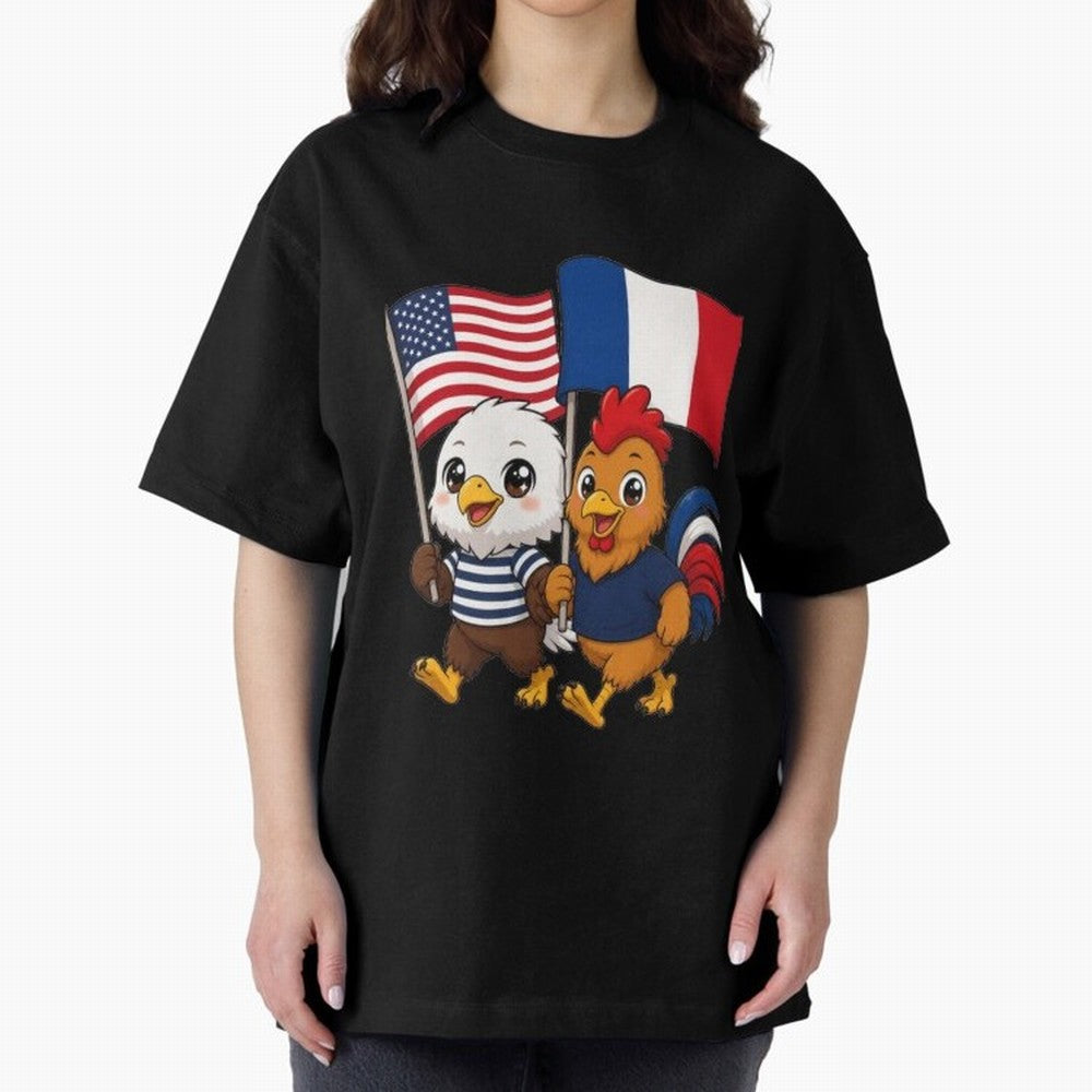 The American eagle and its friend, the French rooster Classic T-Shirt Show Your Stadium Side during the FIFA World Cup 2026 Group Stage Journey through Haaland and Mbappe Highlights, Germany Pride, Sports Nostalgia, International Competition,