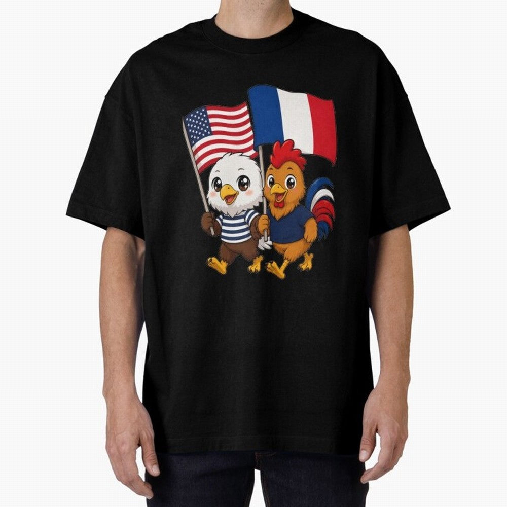 The American eagle and its friend, the French rooster Classic T-Shirt Show Your Stadium Side during the FIFA World Cup 2026 Group Stage Journey through Haaland and Mbappe Highlights, Germany Pride, Sports Nostalgia, International Competition,