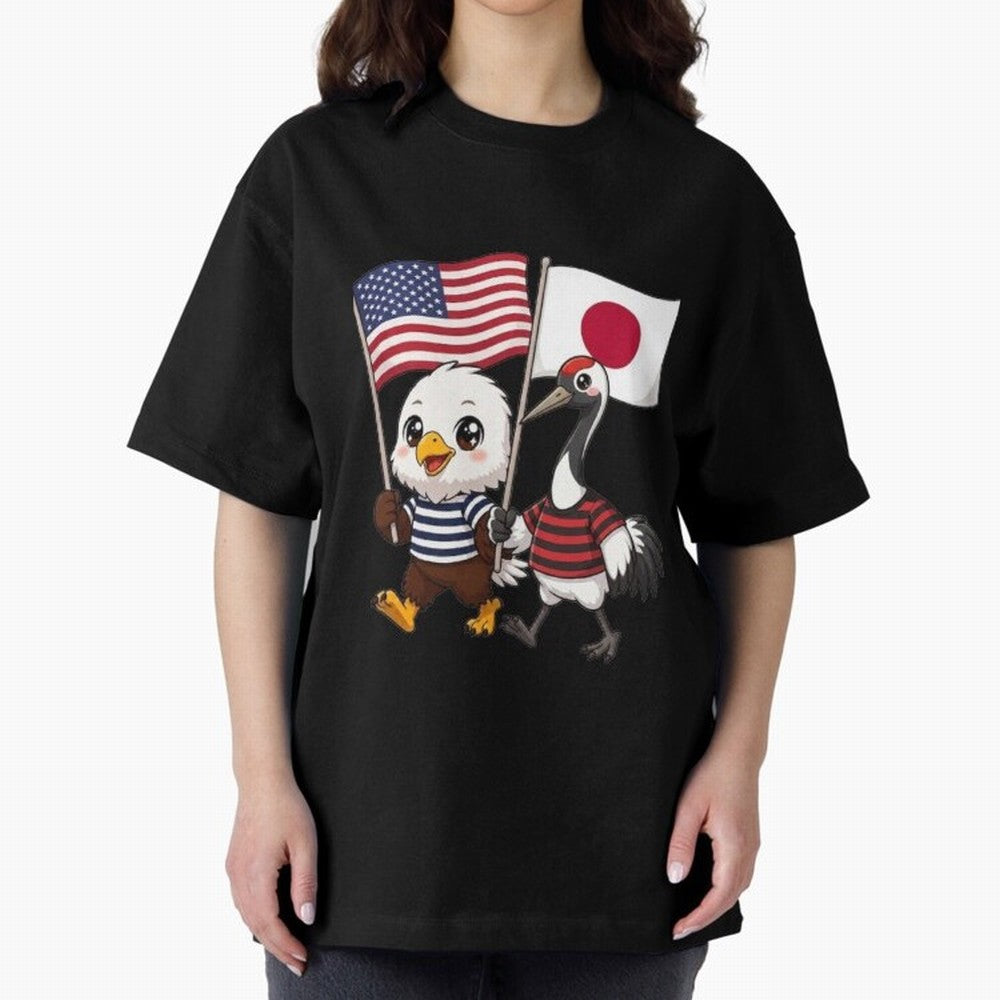 The American eagle and its friend, the Japanese crane Classic T-Shirt Show Up for the Glory of Match Day Hype around FIFA World Cup 2026 Group Stage, Haaland and Mbappe, Brazil, Championship Spirit, Famous Goals, Roaring Crowds and International